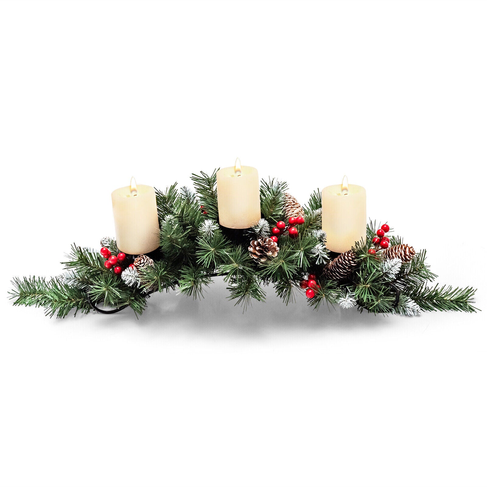 Christmas Centerpiece 3 Candle Holders Xmas Decor