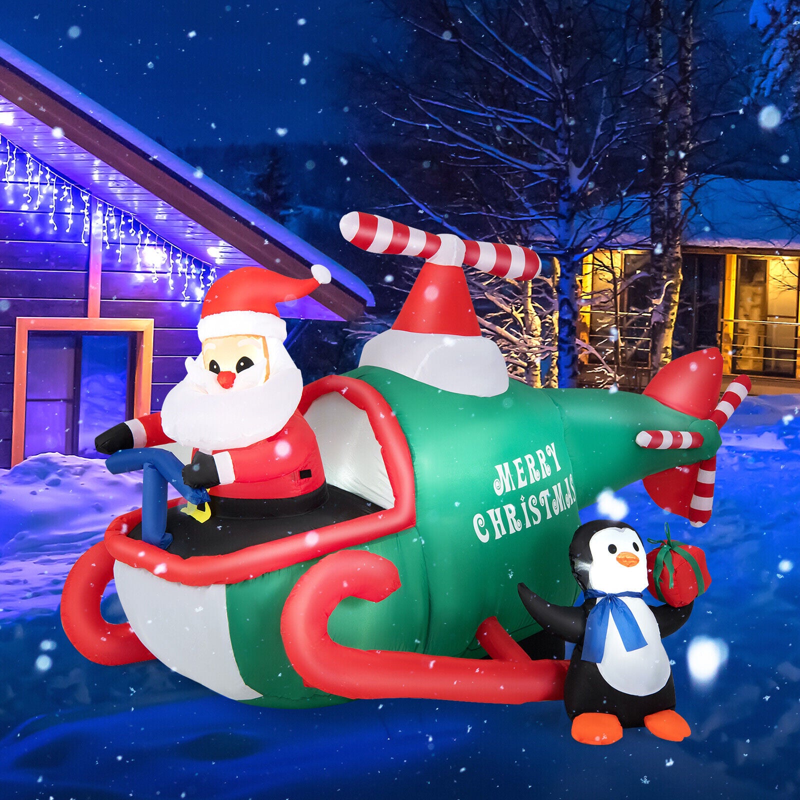 1.9M Christmas Inflatable Santa Claus with Penguins