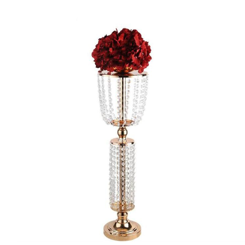 Crystal Flower Stand Vase Centerpiece Pillar Candle Holder Wedding