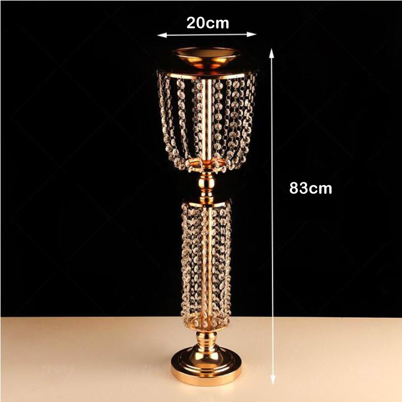 Crystal Flower Stand Vase Centerpiece Pillar Candle Holder Wedding