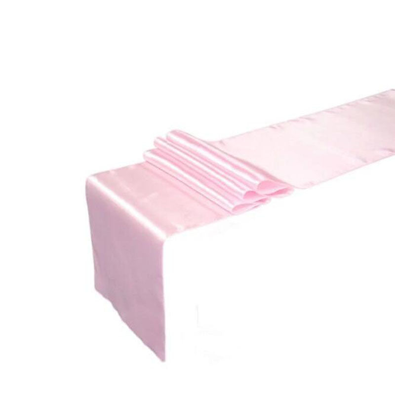 Satin Table Runner Sashes Cloth Chair Cover Wedding Event-Pink-10Pcs