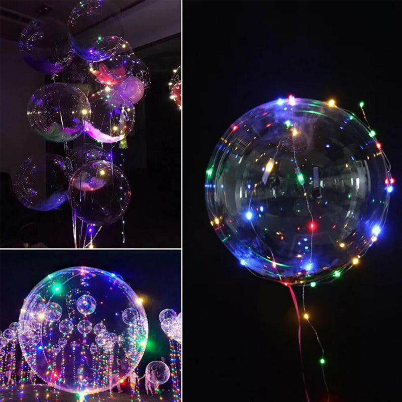 5Pcs-Light up Luminous Balloons 18cm Clear Battery Operated Wedding Birthday Party