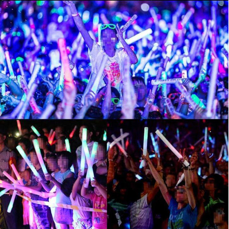 25PCS LED Light up Foam Sticks RGB Thunder Raves Glow Stick ...