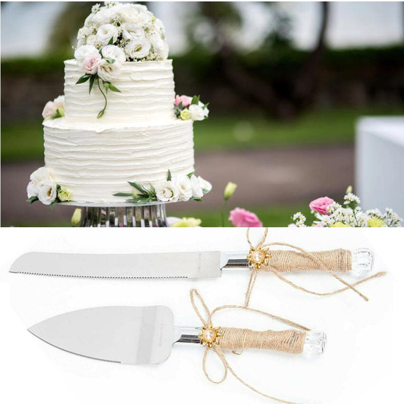 Rustic Style Stainless Steel Wedding Party Cake Knife and Serving Set