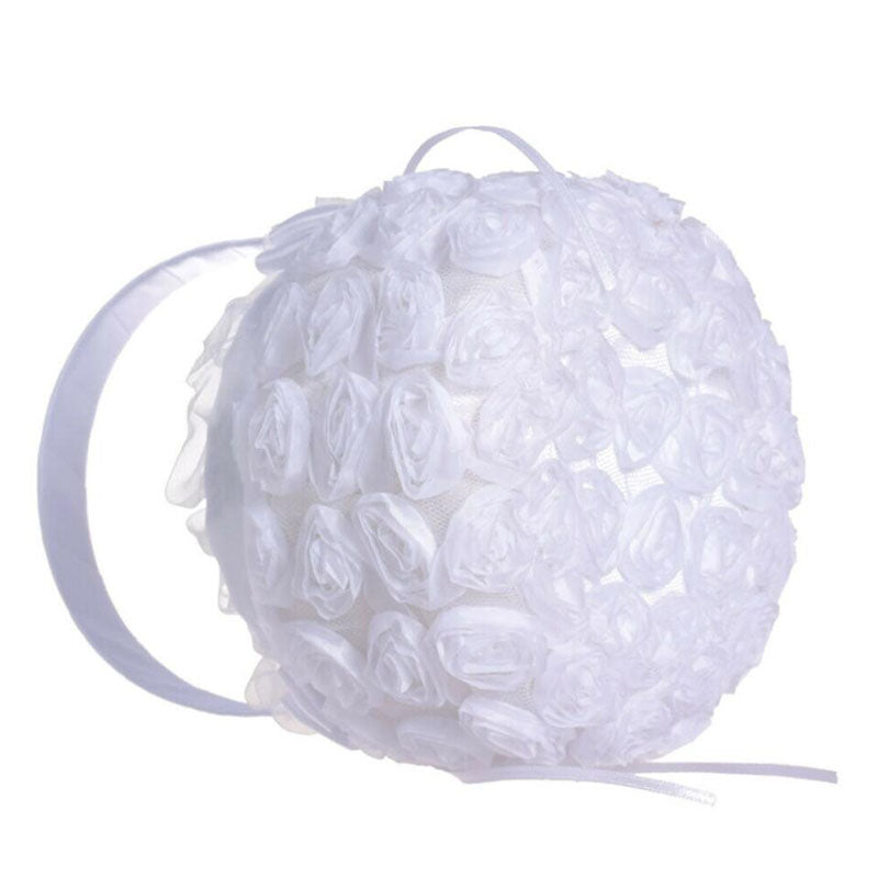 Bowknot White Satin Wedding Ceremony Party Flower Basket