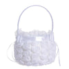 Bowknot White Satin Wedding Ceremony Party Flower Basket