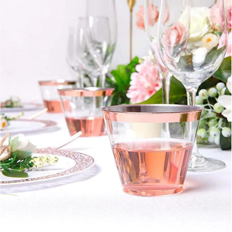 50PCS Disposable Plastic Wine Glass Drink Cup Cocktail Party Event