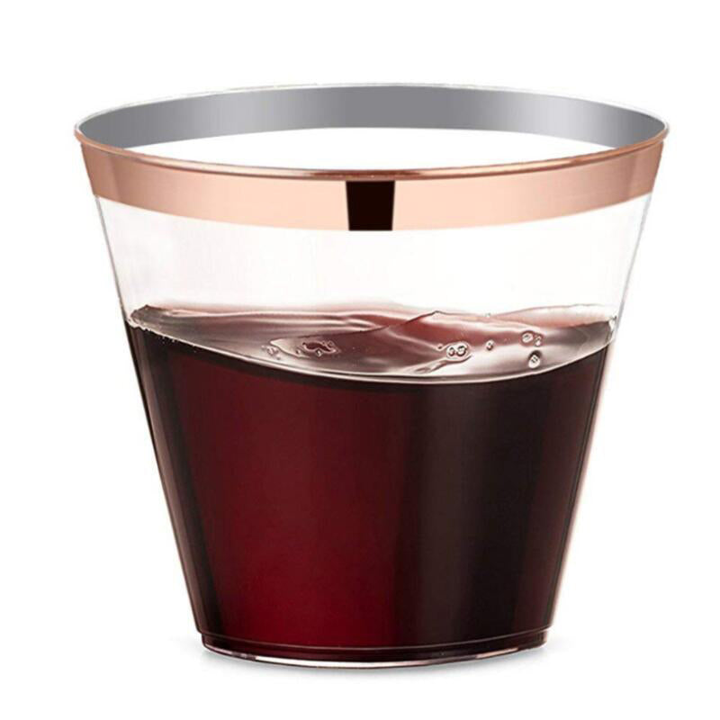 100PCS Disposable Plastic Wine Glass Drink Cup Cocktail Party Event