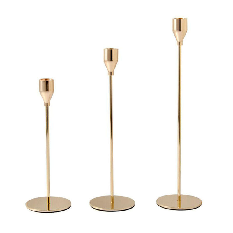 3PCS Gold Taper Candle Holders Decorative Candlestick Holder Wedding Party