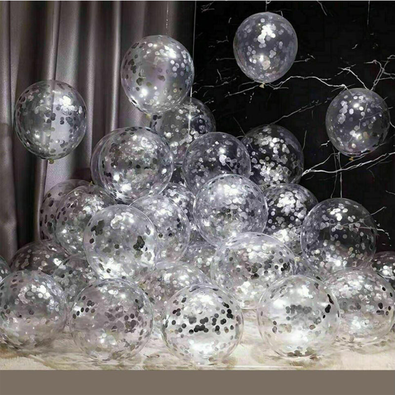 30cm Confetti Balloons Glitter Clear Latex - 20PCS