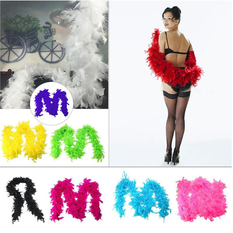 1.5M Stripe Fluffy Feather Boa - 10 Colours Available