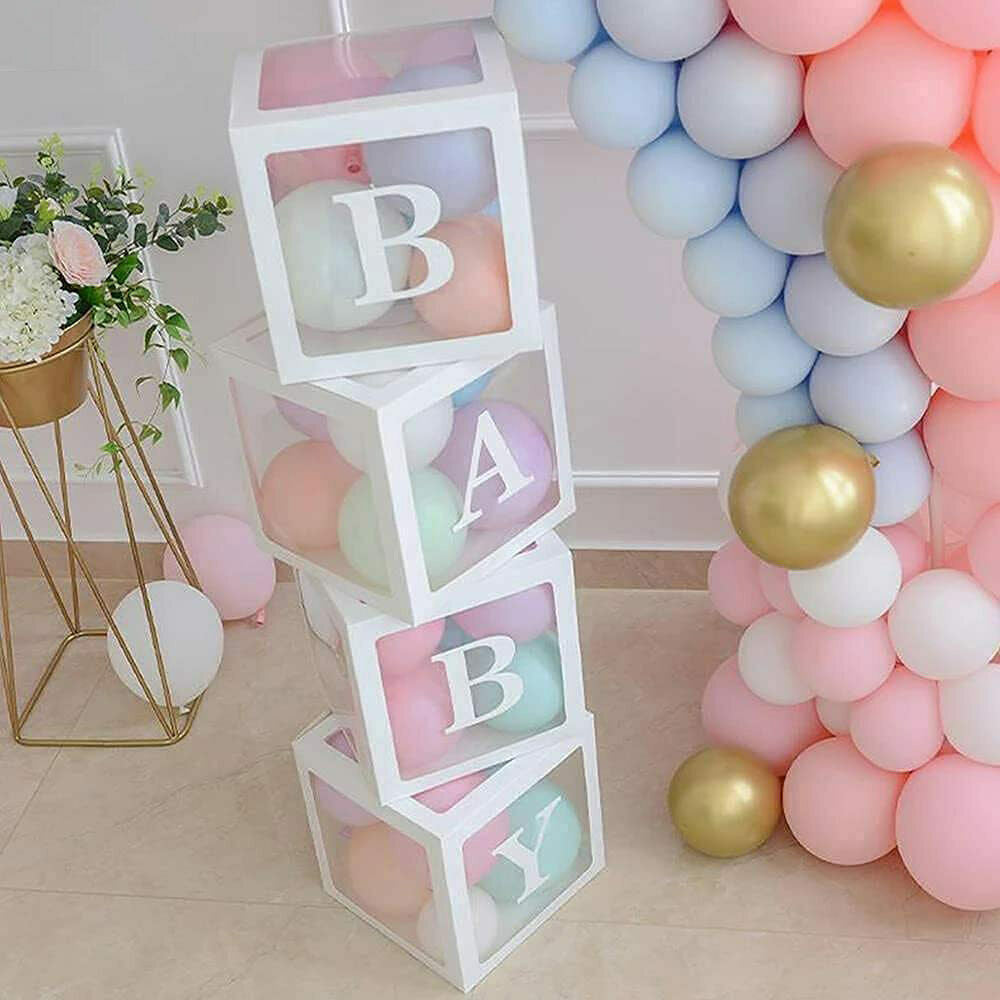 4PCS Baby Shower Gift Balloons Boxes