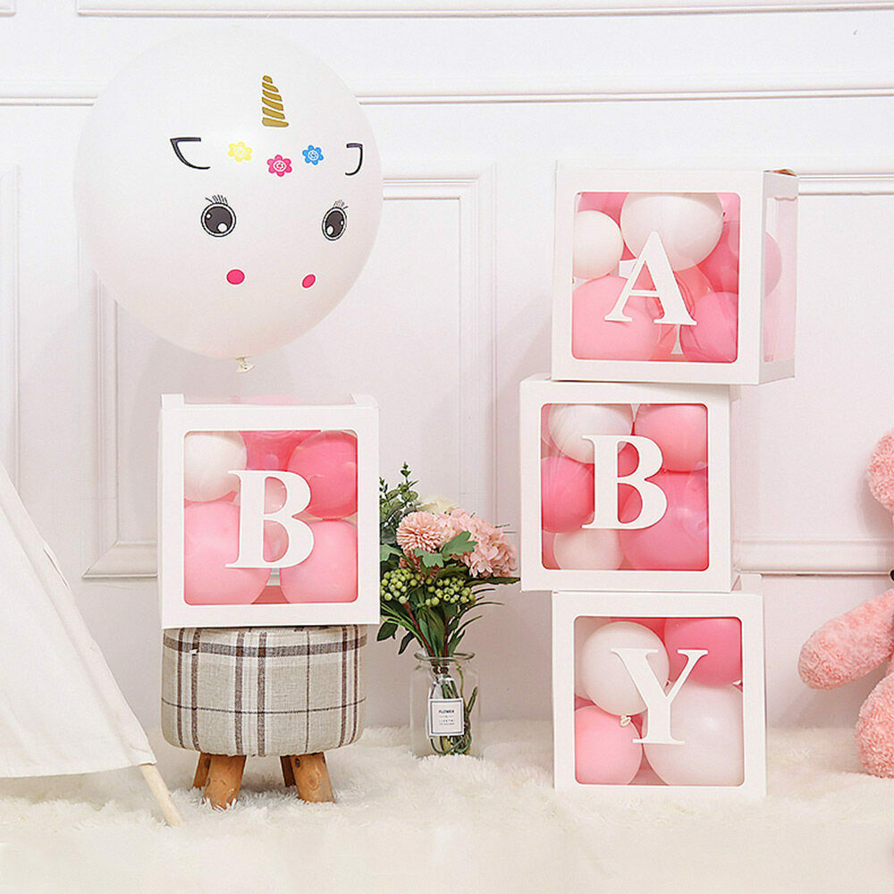 4PCS Baby Shower Gift Balloons Boxes