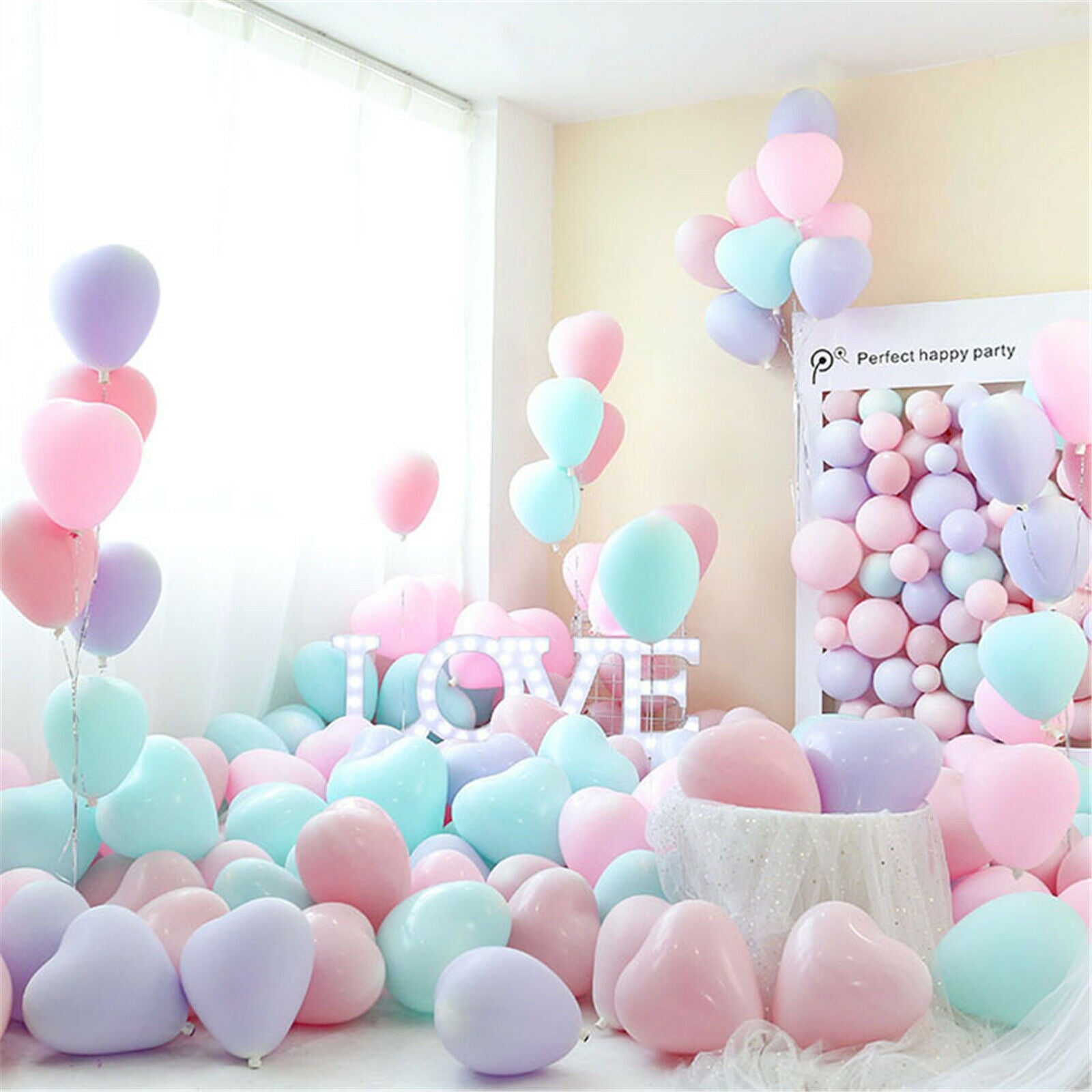 50/100PCS 25cm Heart Latex Macaron Balloon