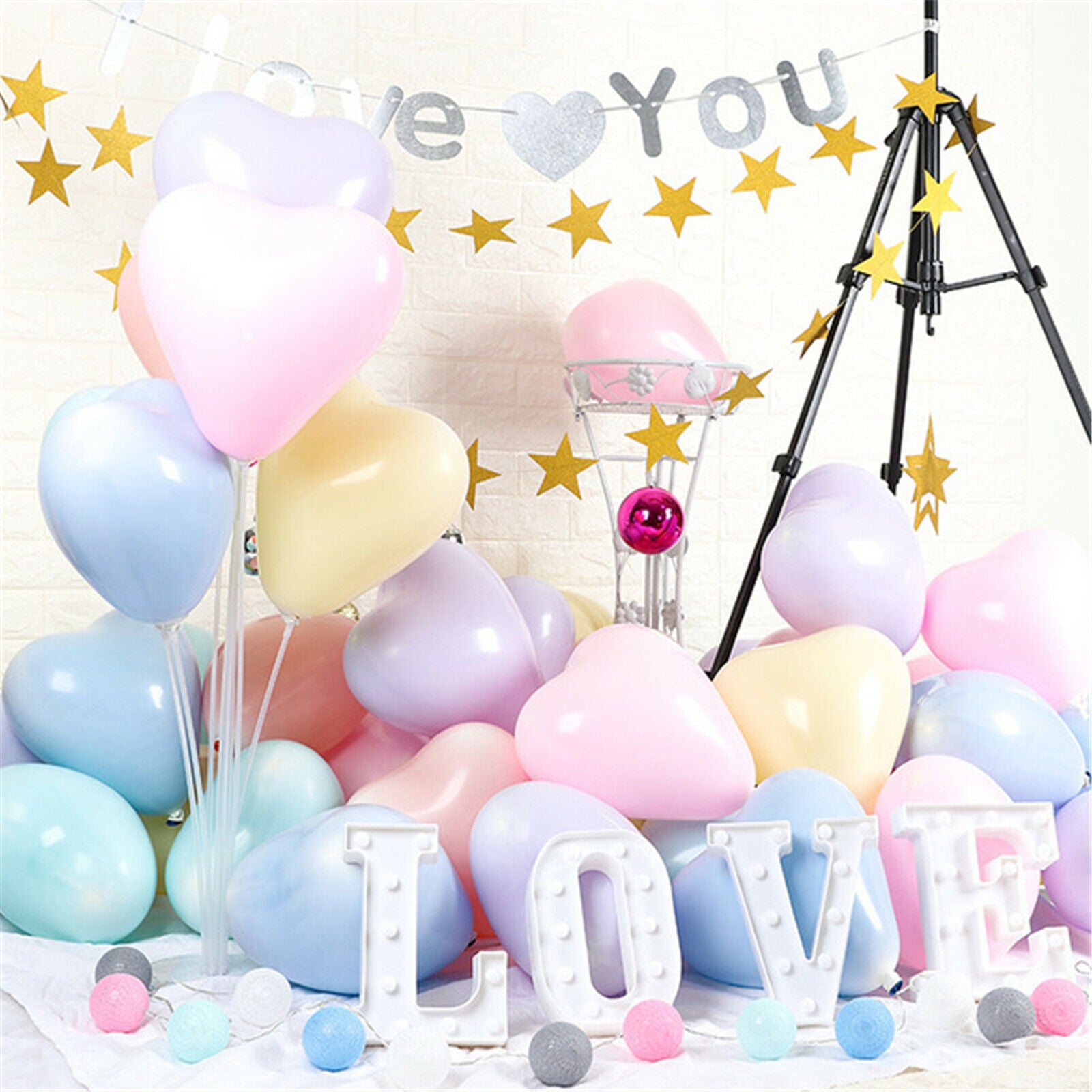 50/100PCS 25cm Heart Latex Macaron Balloon