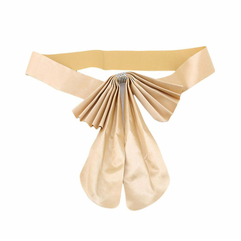 Elastic Satin Chair Sashes Cover Bow Band- Gold-20Pcs