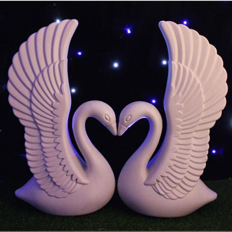 2PCS White Swan Roman Column Decorative Plastic Props Pedestal Wedding Road