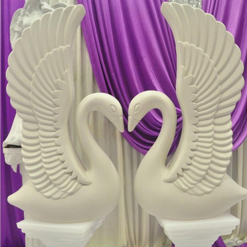 2PCS White Swan Roman Column Decorative Plastic Props Pedestal Wedding Road