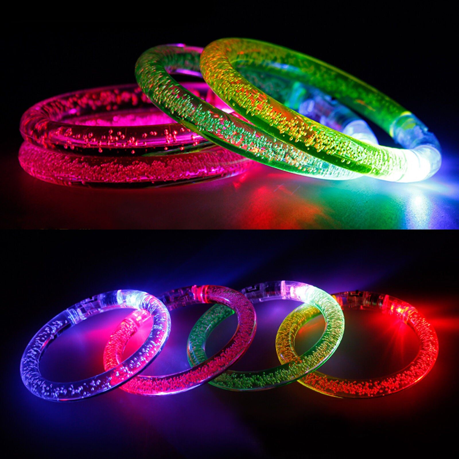 LED Bracelet Bubble Colour Changing Bangle - 10PCS