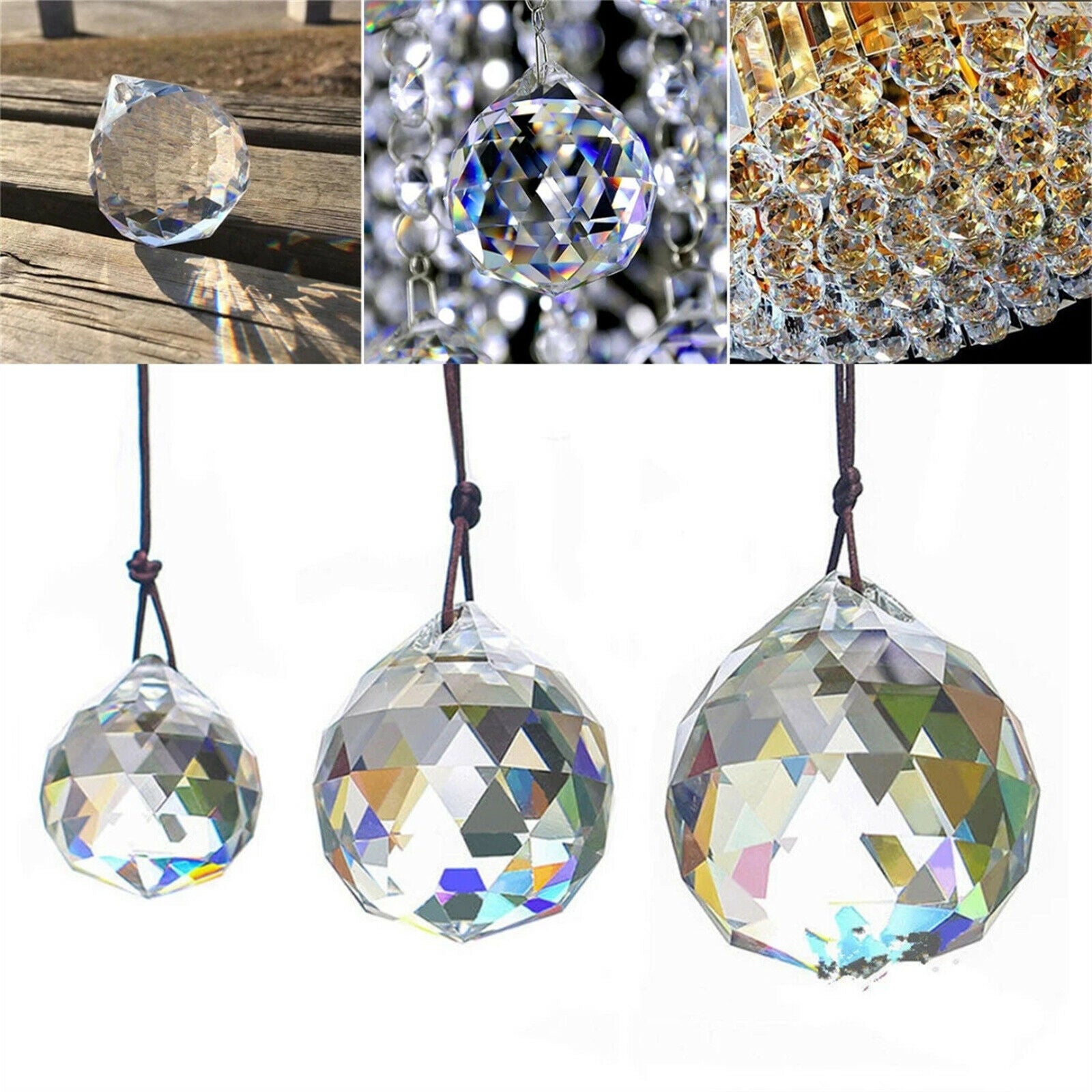 10PCS Crystal Ball Prism Pendant Glass Chandelier