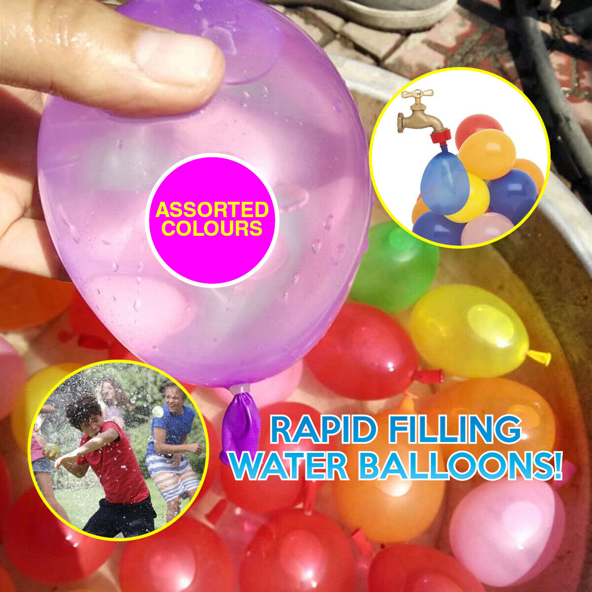 500PCS Water Balloons Easy Fill Multi Colours