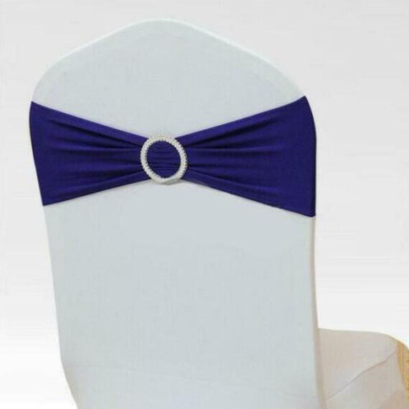 Lycra Spandex Chair Cover Bands Sashes With Buckle-Blue-10Pcs